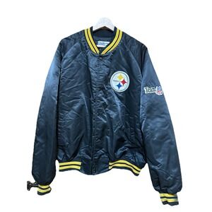 Vintage‎ Pittsburgh Steelers Chalk Line Jacket 90s Satin Bomber Size XXL USA